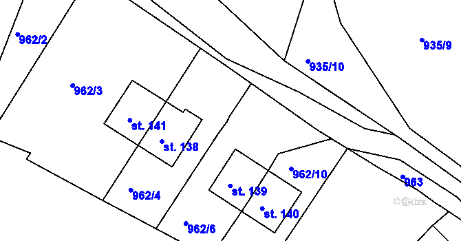 Parcela st. 962/11 v KÚ Hrudkov, Katastrální mapa