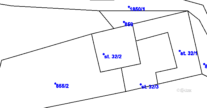Parcela st. 32/2 v KÚ Hrudkov, Katastrální mapa