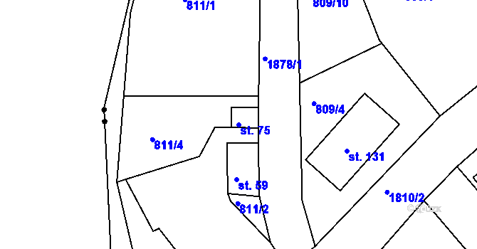 Parcela st. 75 v KÚ Hrudkov, Katastrální mapa