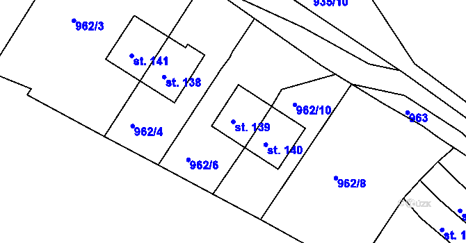 Parcela st. 139 v KÚ Hrudkov, Katastrální mapa