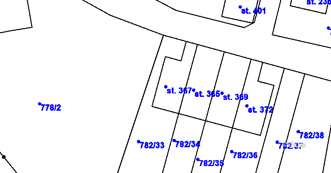 Parcela st. 367 v KÚ Hrudkov, Katastrální mapa