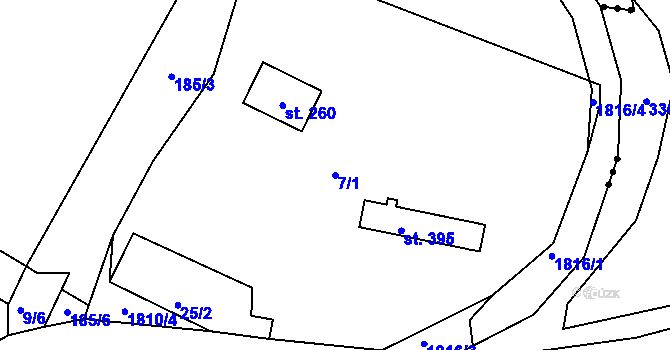 Parcela st. 7/1 v KÚ Hrudkov, Katastrální mapa