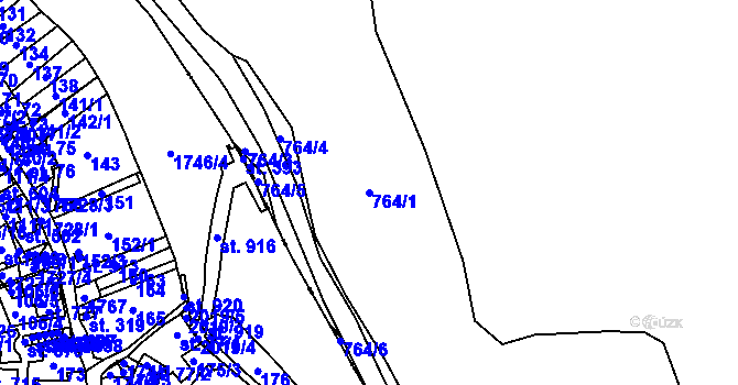 Parcela st. 764/1 v KÚ Hrudkov, Katastrální mapa