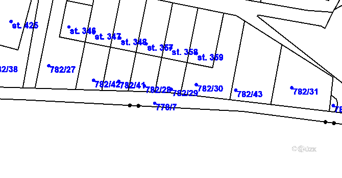 Parcela st. 782/29 v KÚ Hrudkov, Katastrální mapa