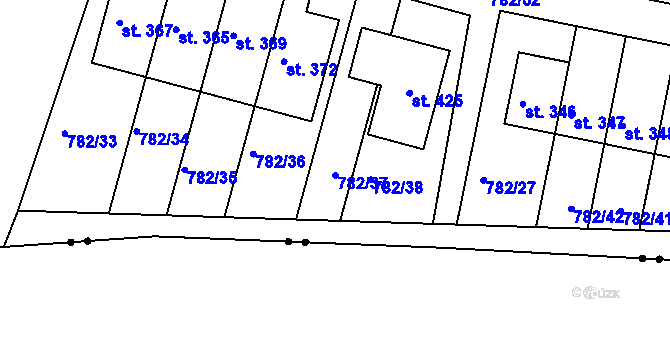 Parcela st. 782/37 v KÚ Hrudkov, Katastrální mapa