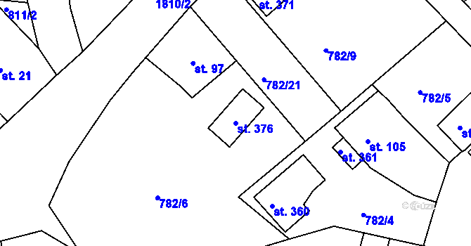 Parcela st. 376 v KÚ Hrudkov, Katastrální mapa