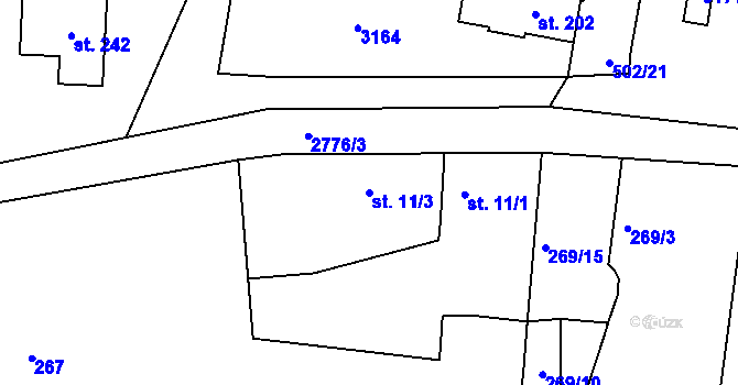Parcela st. 11/3 v KÚ Studánky u Vyššího Brodu, Katastrální mapa
