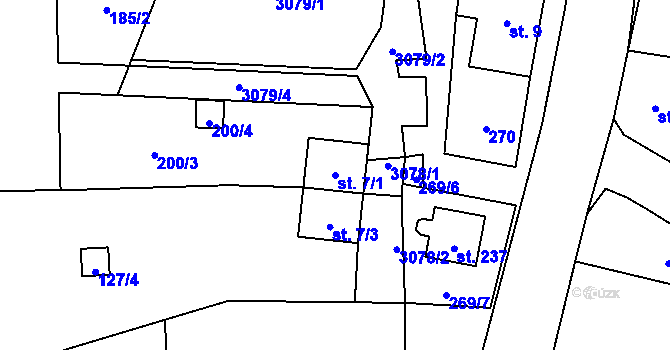 Parcela st. 7/1 v KÚ Studánky u Vyššího Brodu, Katastrální mapa