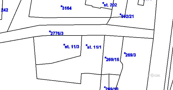 Parcela st. 11/1 v KÚ Studánky u Vyššího Brodu, Katastrální mapa