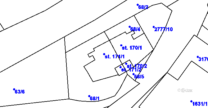 Parcela st. 171/1 v KÚ Studánky u Vyššího Brodu, Katastrální mapa