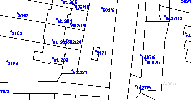 Parcela st. 172 v KÚ Studánky u Vyššího Brodu, Katastrální mapa