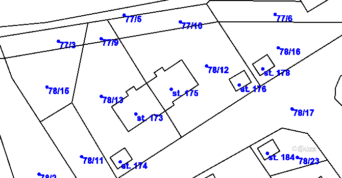 Parcela st. 175 v KÚ Studánky u Vyššího Brodu, Katastrální mapa