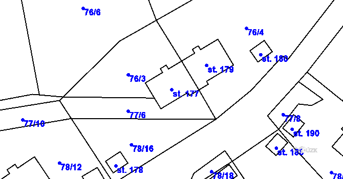 Parcela st. 177 v KÚ Studánky u Vyššího Brodu, Katastrální mapa
