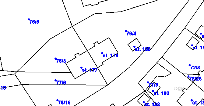 Parcela st. 179 v KÚ Studánky u Vyššího Brodu, Katastrální mapa