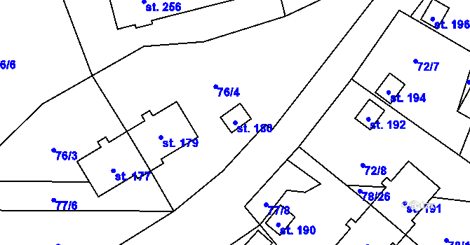 Parcela st. 180 v KÚ Studánky u Vyššího Brodu, Katastrální mapa