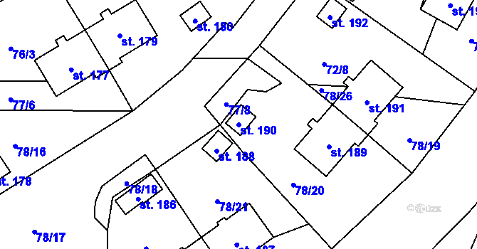 Parcela st. 190 v KÚ Studánky u Vyššího Brodu, Katastrální mapa