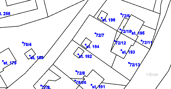 Parcela st. 194 v KÚ Studánky u Vyššího Brodu, Katastrální mapa
