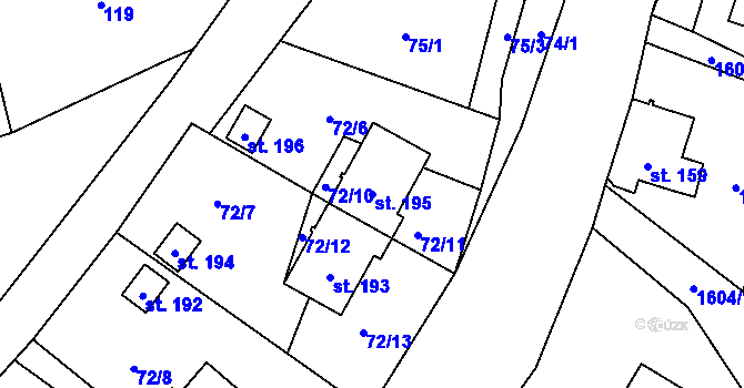 Parcela st. 195 v KÚ Studánky u Vyššího Brodu, Katastrální mapa