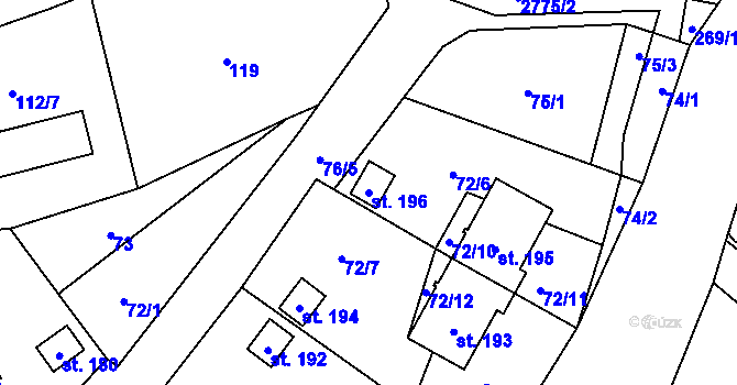 Parcela st. 196 v KÚ Studánky u Vyššího Brodu, Katastrální mapa