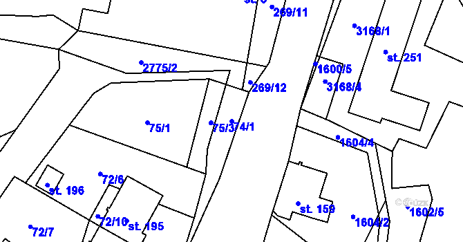 Parcela st. 74/1 v KÚ Studánky u Vyššího Brodu, Katastrální mapa