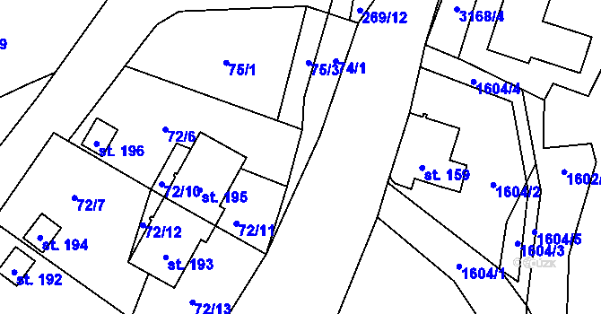 Parcela st. 74/2 v KÚ Studánky u Vyššího Brodu, Katastrální mapa