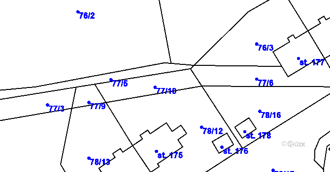 Parcela st. 77/10 v KÚ Studánky u Vyššího Brodu, Katastrální mapa