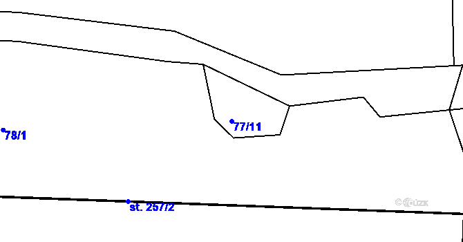 Parcela st. 77/11 v KÚ Studánky u Vyššího Brodu, Katastrální mapa