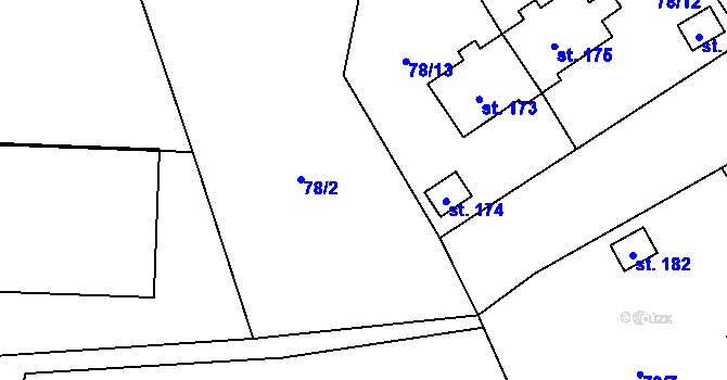 Parcela st. 78/11 v KÚ Studánky u Vyššího Brodu, Katastrální mapa