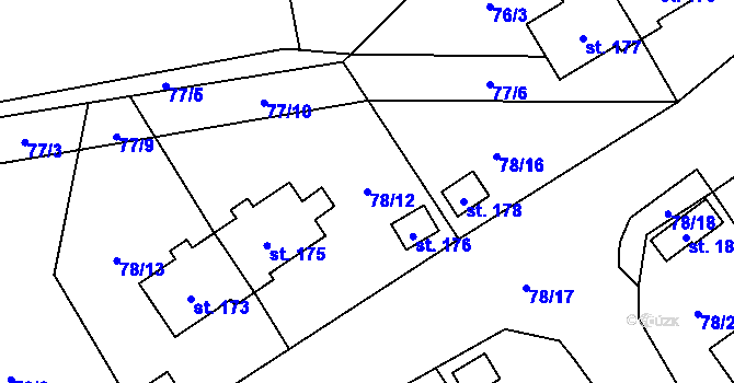Parcela st. 78/12 v KÚ Studánky u Vyššího Brodu, Katastrální mapa