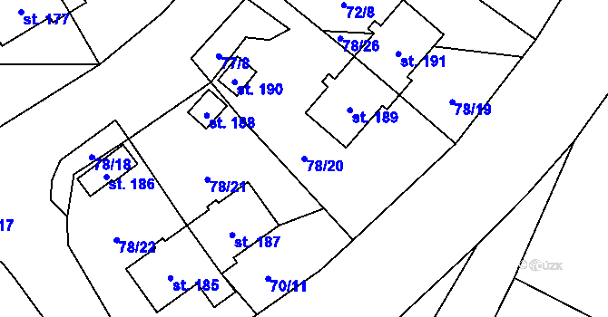 Parcela st. 78/20 v KÚ Studánky u Vyššího Brodu, Katastrální mapa