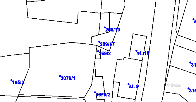 Parcela st. 269/2 v KÚ Studánky u Vyššího Brodu, Katastrální mapa