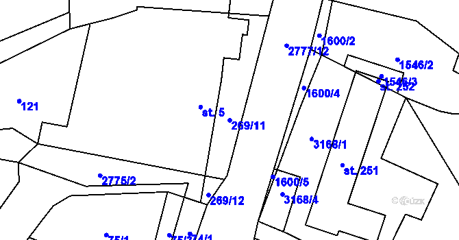 Parcela st. 269/11 v KÚ Studánky u Vyššího Brodu, Katastrální mapa