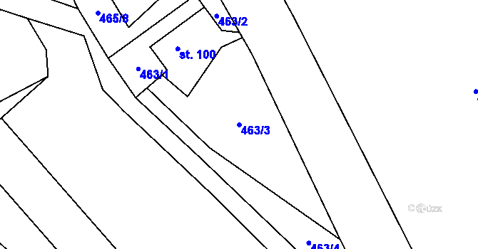 Parcela st. 463/3 v KÚ Studánky u Vyššího Brodu, Katastrální mapa