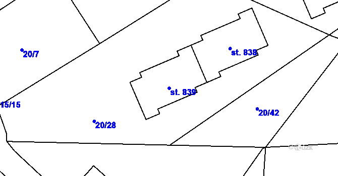 Parcela st. 839 v KÚ Vyšší Brod, Katastrální mapa