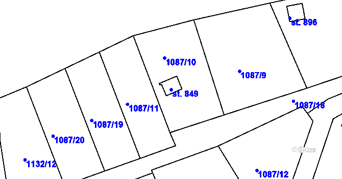 Parcela st. 849 v KÚ Vyšší Brod, Katastrální mapa
