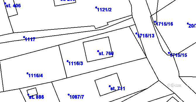 Parcela st. 760 v KÚ Vyšší Brod, Katastrální mapa