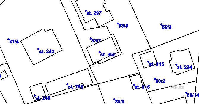 Parcela st. 852 v KÚ Vyšší Brod, Katastrální mapa