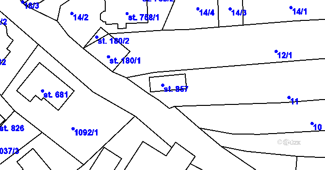 Parcela st. 857 v KÚ Vyšší Brod, Katastrální mapa
