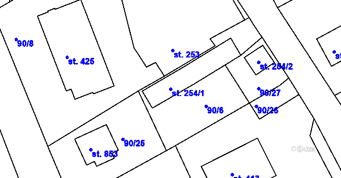 Parcela st. 254/1 v KÚ Vyšší Brod, Katastrální mapa