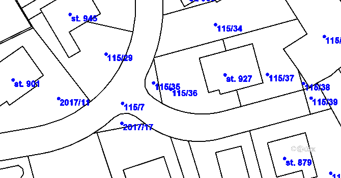 Parcela st. 115/36 v KÚ Vyšší Brod, Katastrální mapa