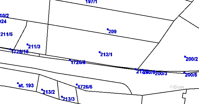 Parcela st. 212/1 v KÚ Vyšší Brod, Katastrální mapa