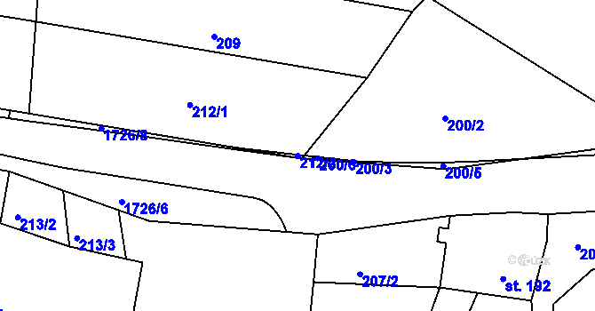 Parcela st. 212/2 v KÚ Vyšší Brod, Katastrální mapa