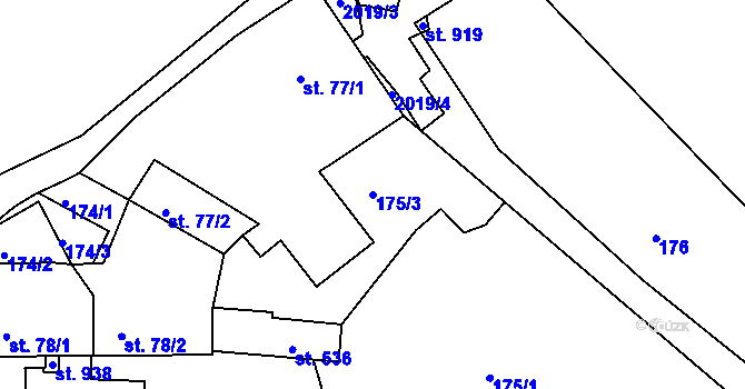 Parcela st. 175/3 v KÚ Vyšší Brod, Katastrální mapa