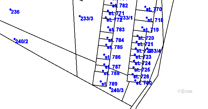 Parcela st. 786 v KÚ Vyšší Brod, Katastrální mapa