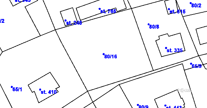 Parcela st. 80/16 v KÚ Vyšší Brod, Katastrální mapa