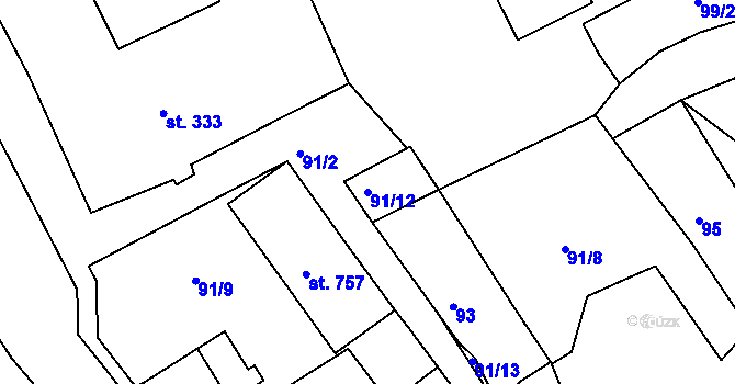 Parcela st. 91/12 v KÚ Vyšší Brod, Katastrální mapa
