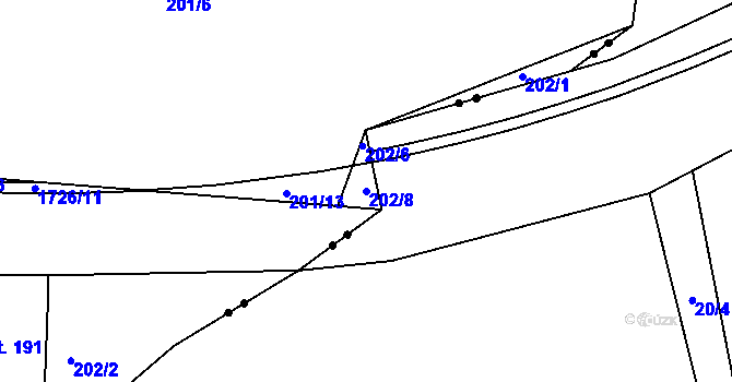 Parcela st. 202/8 v KÚ Vyšší Brod, Katastrální mapa