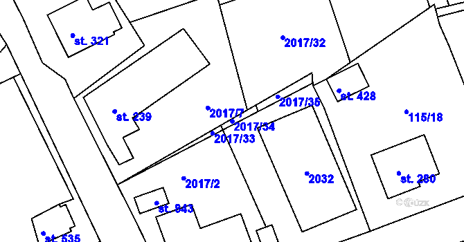 Parcela st. 2017/34 v KÚ Vyšší Brod, Katastrální mapa