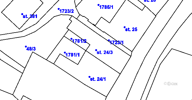 Parcela st. 24/3 v KÚ Vyšší Brod, Katastrální mapa