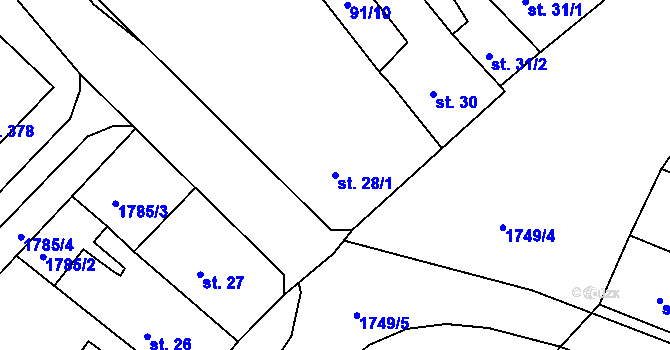 Parcela st. 28/1 v KÚ Vyšší Brod, Katastrální mapa